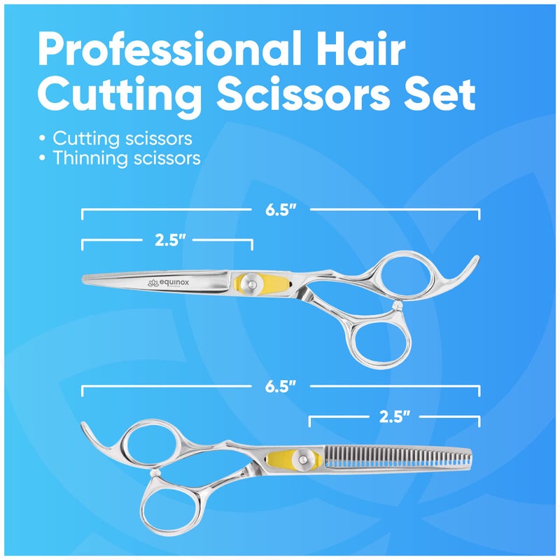 Equinox International Equinox Professional Razor Edge Series Hair Cutting Scissors Set - Barber Hair Cutting & Thinning Shears/Texturizing Scissors Set - 6.5 Inches Hair Cutting Scissors Kit for Men/Women/Kids/Salon & Home - Image 2